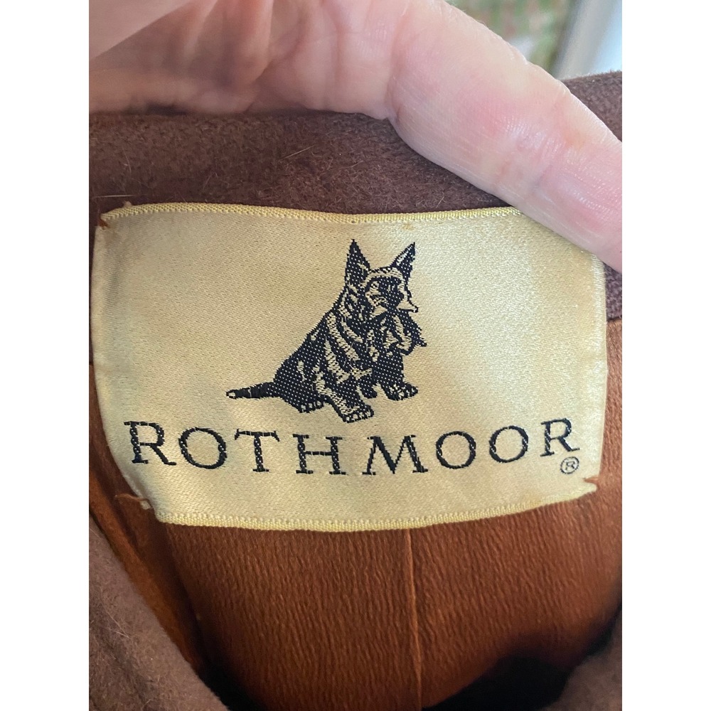 Vtg 50s rothmoor wool Blend Fur Collar Long Coat Brown Button‎ Front Classic - Picture 9 of 11
